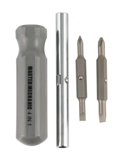 MASTER MECHANIC 4-In-1 Quick Change Multi-Bit Screwdriver