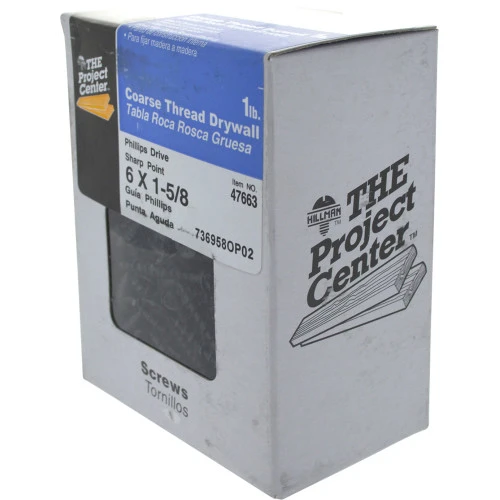 PROJECT CENTER COARSE THREAD DRYWALL SCREWS (#6 X 1-5/8") - 1LB BOX