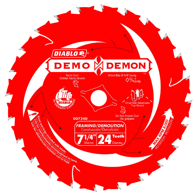 DIABLO - DEMO DEMON 7-1/4 in. 24-Tooth ™ Framing/Demolition Saw Blade