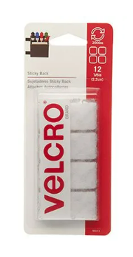 VELCRO Sticky Back Fasteners, White, 7/8-In. Squares, 12-Ct.