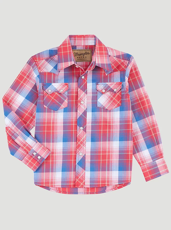 BOYS RETRO LS SNAP SHIRT REG S