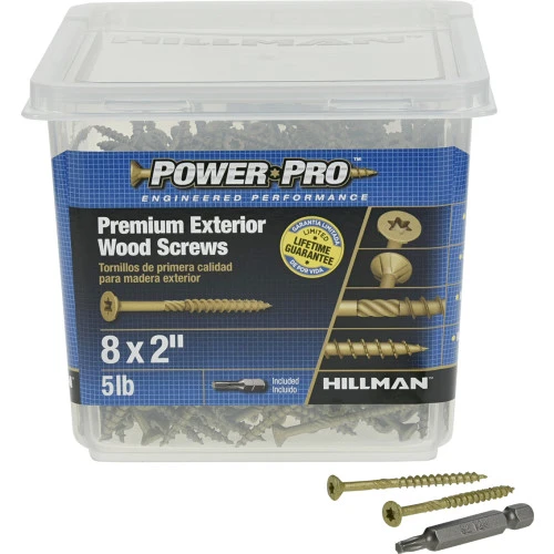 POWER PRO PREMIUM EXTERIOR WOOD SCREWS (#8 X 2") - 5LB BOX