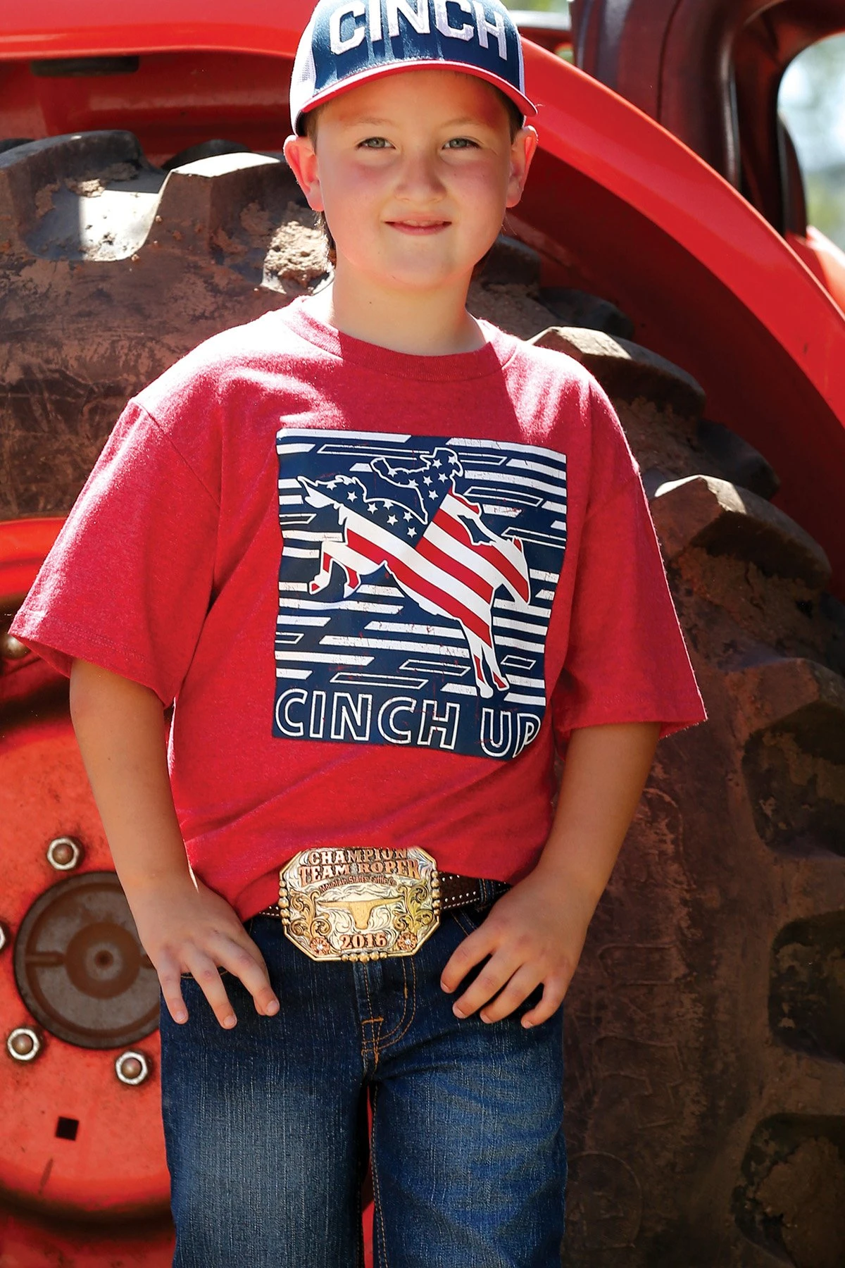 BOYS S/S TEE HEATHER RED L