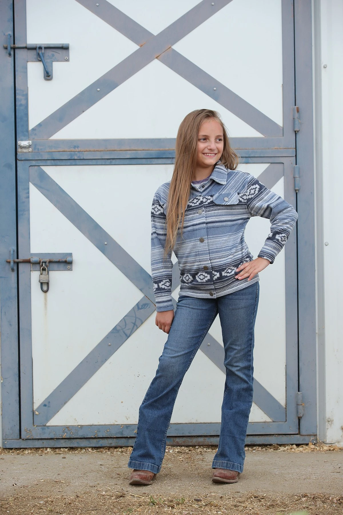 GIRL FLEECE TRUCKER BLU L