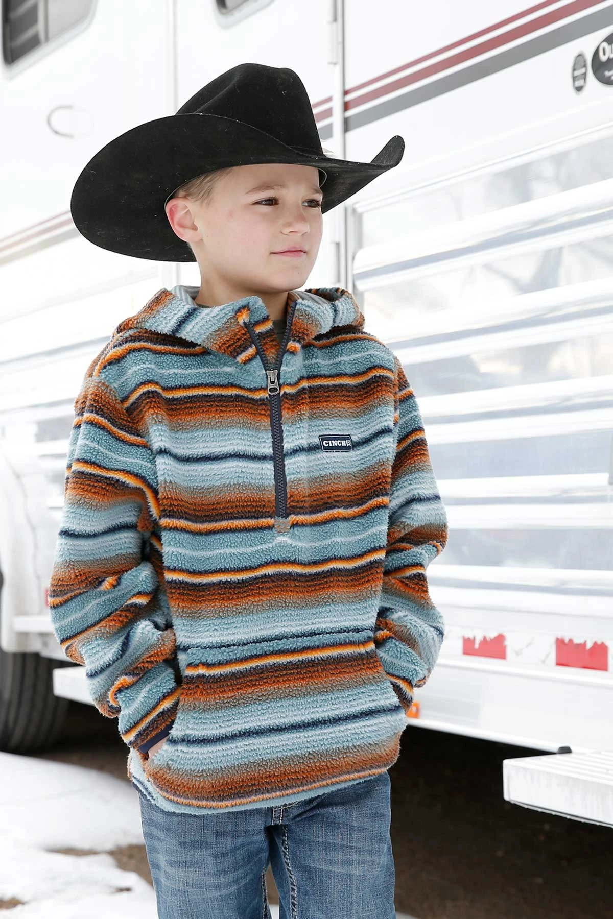 BOYS 1/2 ZIP FLEECE MUL M