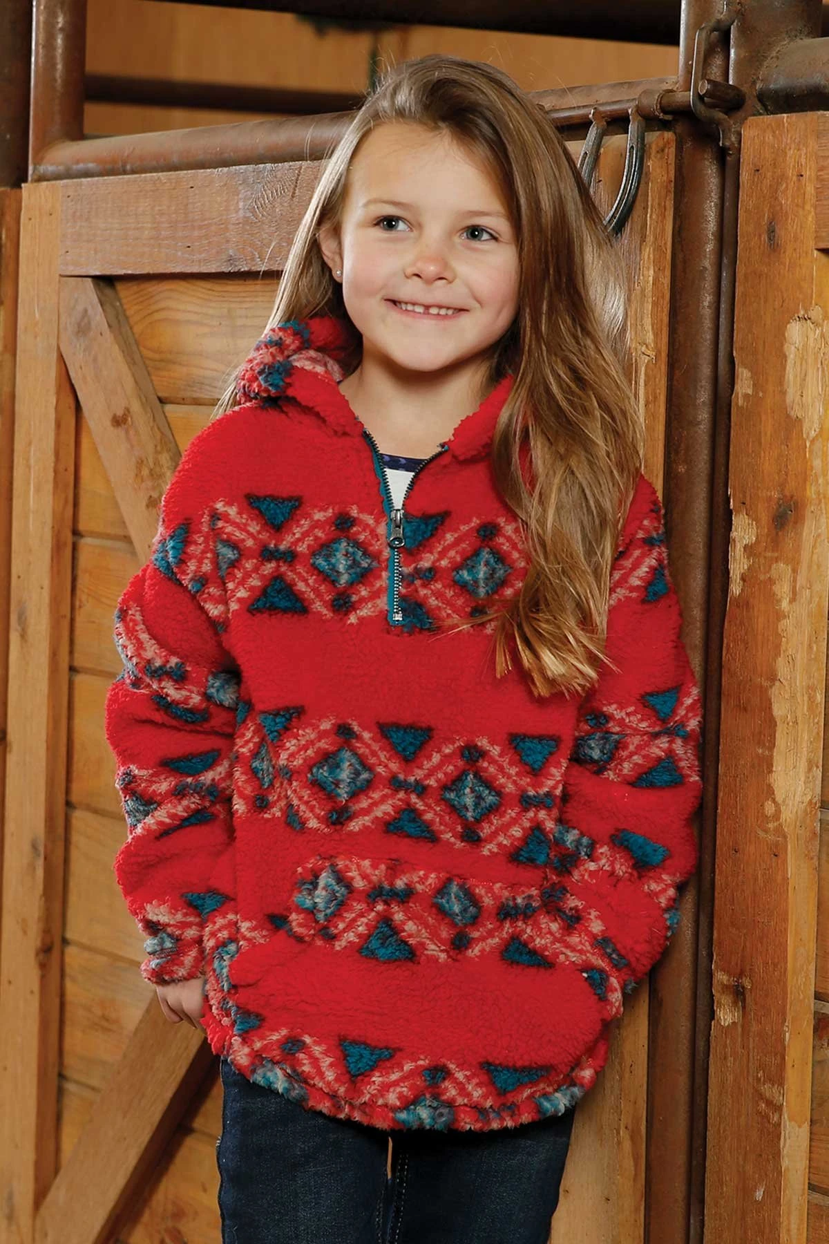 GIRLS FLEECE HOODIE RED S