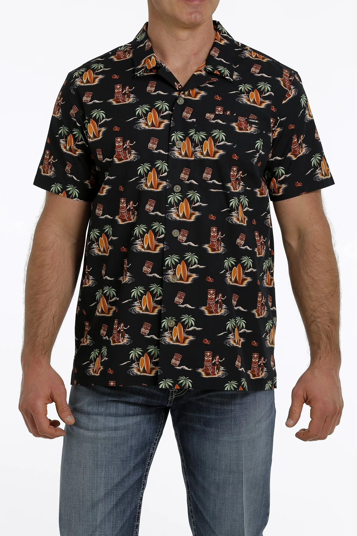 MENS S/S CAMP SHIRT BLACK S