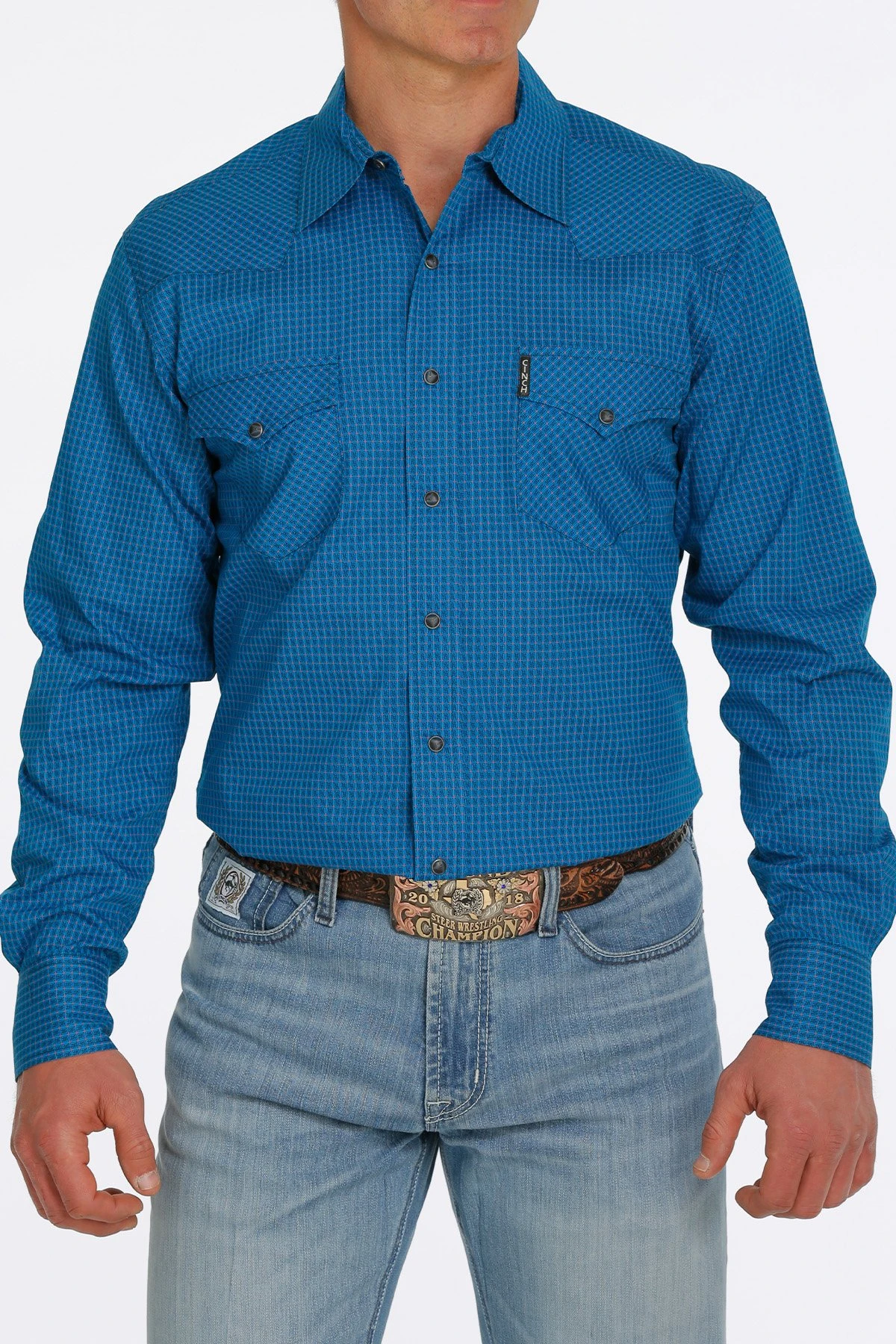 MNS L/S PRINT MODERN BLUE S