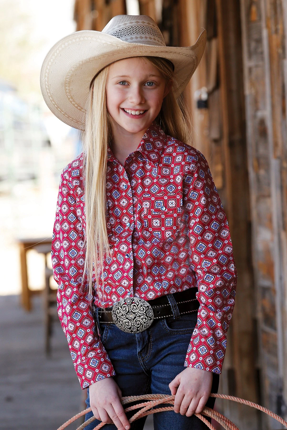 GIRLS L/S PRINT WEST PNK L