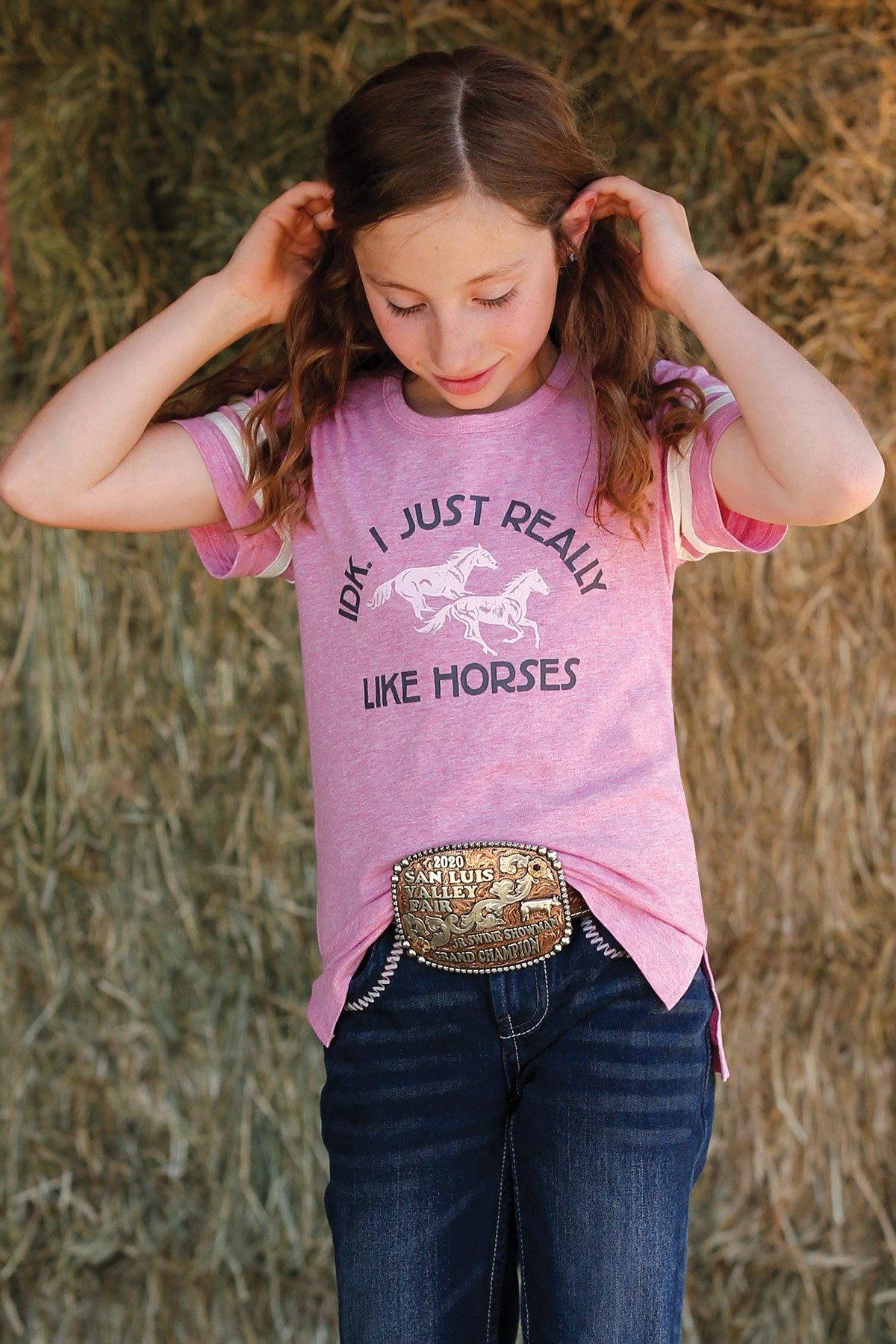 GIRLS S/S TEE HEATHER PINK XS