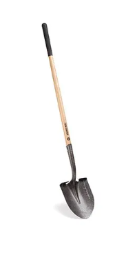 TRUE TEMPER Round Point Digging Shovel, Long Wood Handle