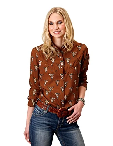 ROPER WMS COWSKULLS BROWN L