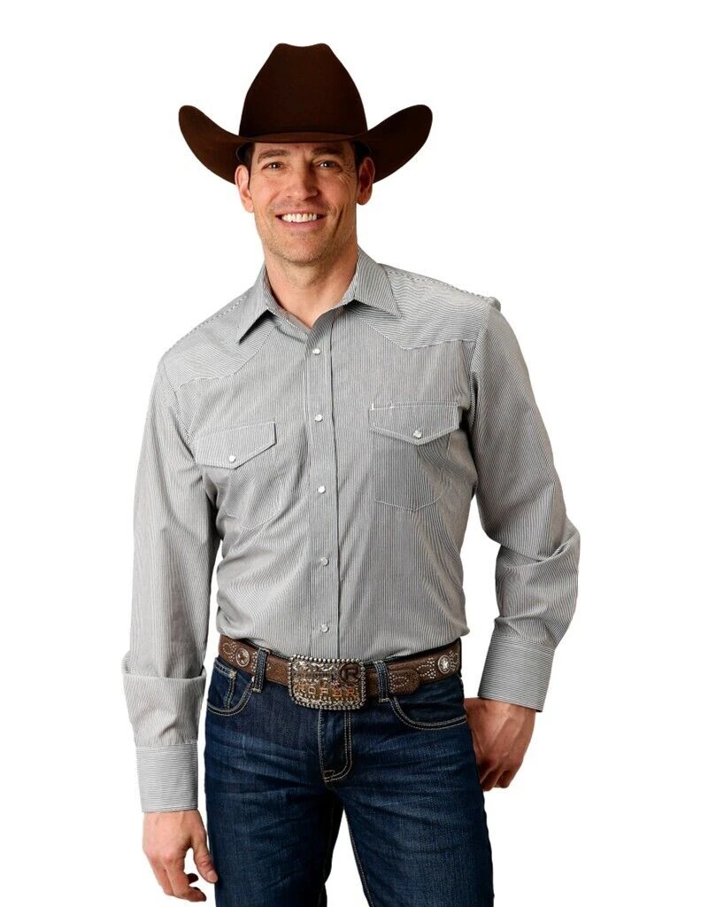 MNS LS CHARCOAL/WHT STRIPE XL