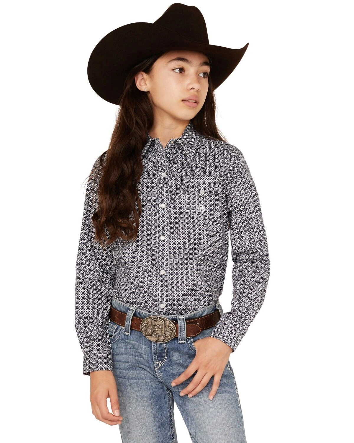 ROPER GIRLS LS BLUE SNAP L