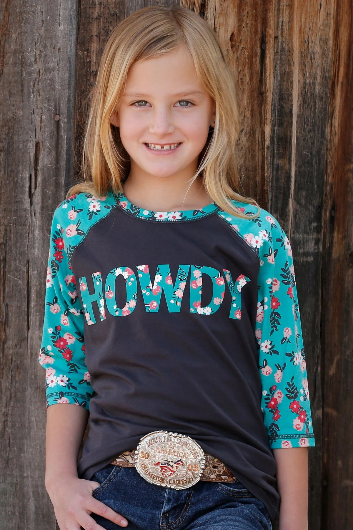 GIRLS RAGLAN TEE BLK S