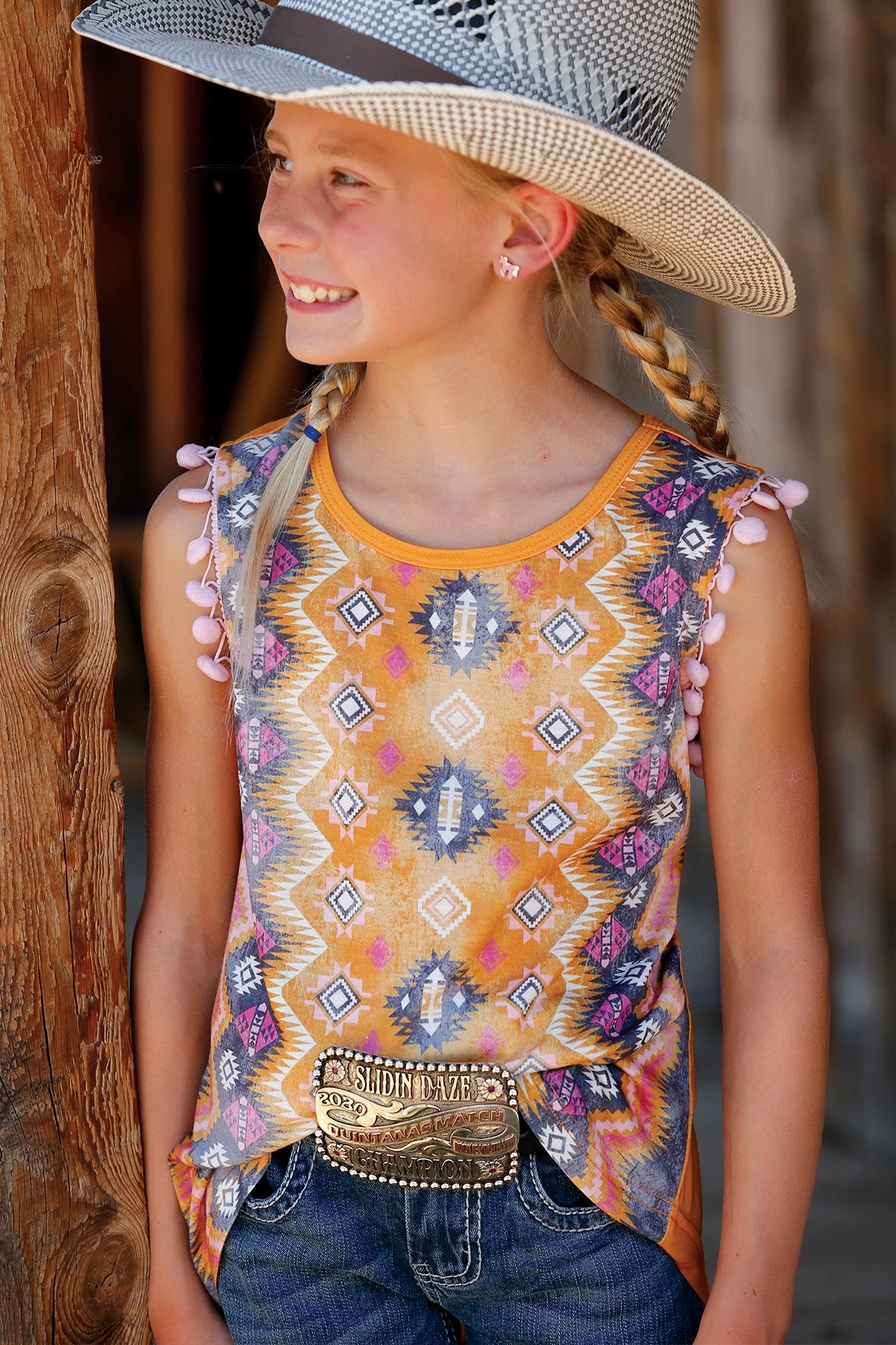 GIRLS POM POM TANK YELLOW L