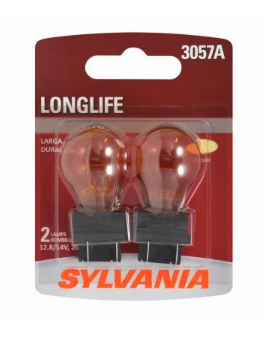SYLVANIA 3057A Long Life Miniature Amber Bulb, 3057ALL BP2, 2-Pk.