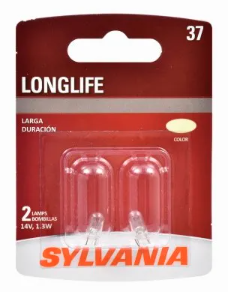 SYLVANIA 37 Long Life Miniature Clear Bulb, 37LL BP2, 2-Pk.