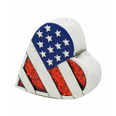 Alpine Corporation Statuaries - Stars & Stripes Heart Decor
