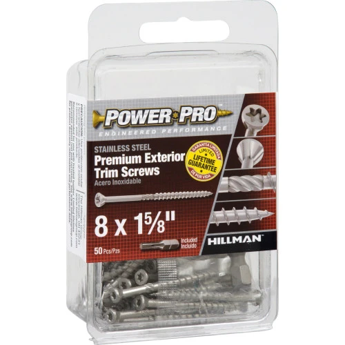 POWER PRO PREMIUM 305 STAINLESS STEEL TRIM SCREWS (#8 X 1-5/8")