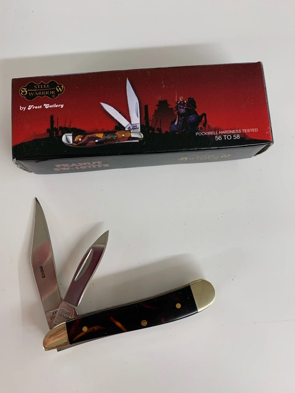 Steel Warrior Little Peanut Pocket Knife, Faux Tortoise Shell Handle