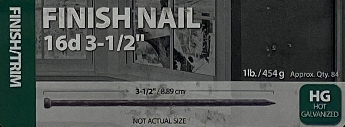 3-1/2" 16D FINISH / TRIM HOT GALVANIZED FINISH NAIL (1 LB)