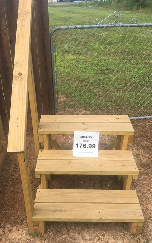 ECONOMY MOBILE HOME STEPS WITH 1 HANDRAIL - 3 TREAD