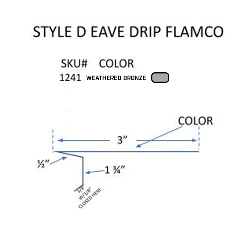 IVEY WEATHERED BRONZE 6" DOT "D" DRIP EDGE