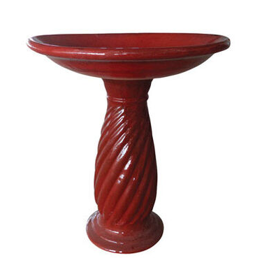 RED Swirl Bird Bath