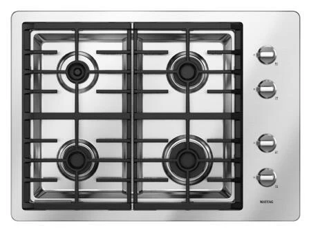 MAYTAG 30 Inch STAINLESS STEEL Gas Cooktop with 4 Sealed Burners Including 2 Power Cook Burners