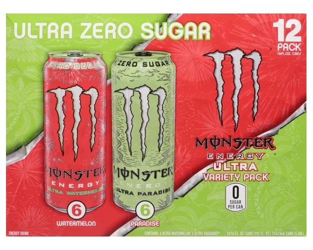 MONSTER ENERGY DRINK ULTRA ZERO SUGAR VARIETY 16OZ 12PK