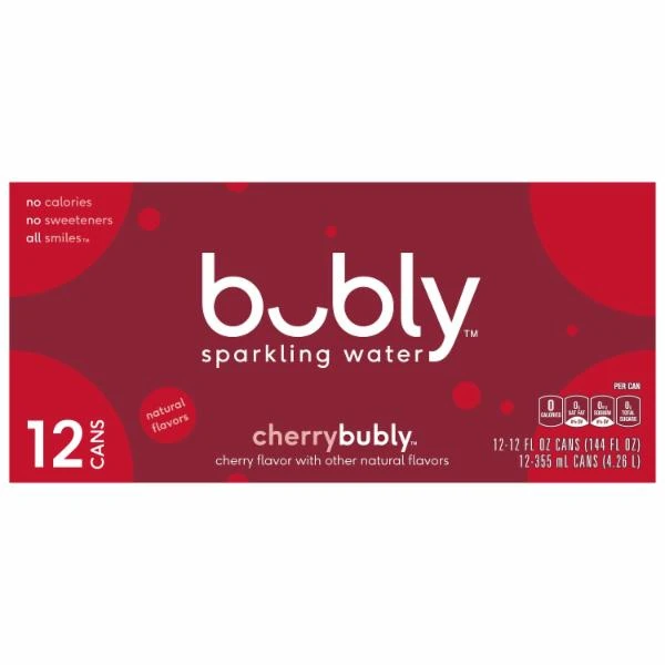 BUBLY CHERRY SPARKLING WATER 12OZ 12PK