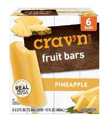 CRAV'N PINEAPPLE FRUIT BARS 2.5OZ 6PK