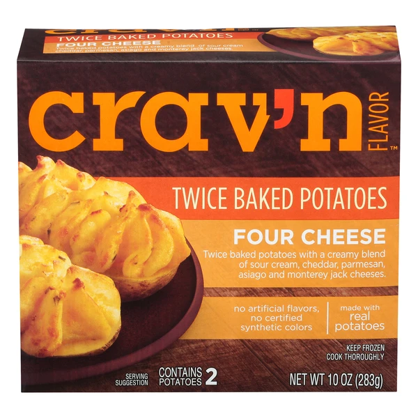 CRAV'N FOUR CHEESE TWICE BAKED POTATOES 10OZ