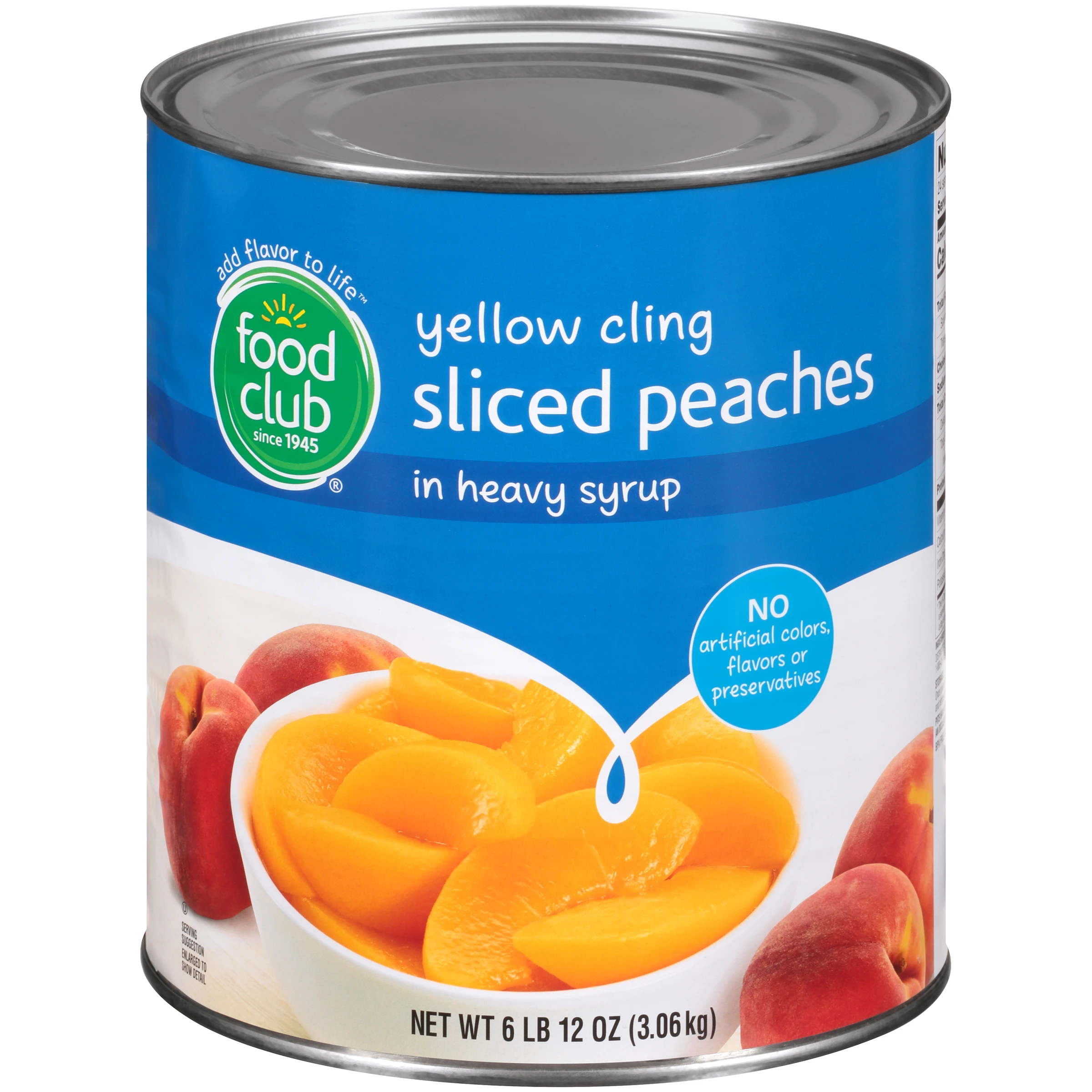 FOOD CLUB YELLOW CLING SLICED PEACHES IN HEAVY SYRUP 108OZ