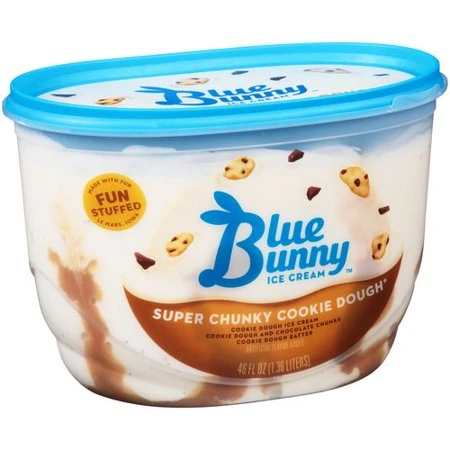 BLUE BUNNY SUPER CHUNKY COOKIE DOUGH ICE CREAM SCROUND 46OZ