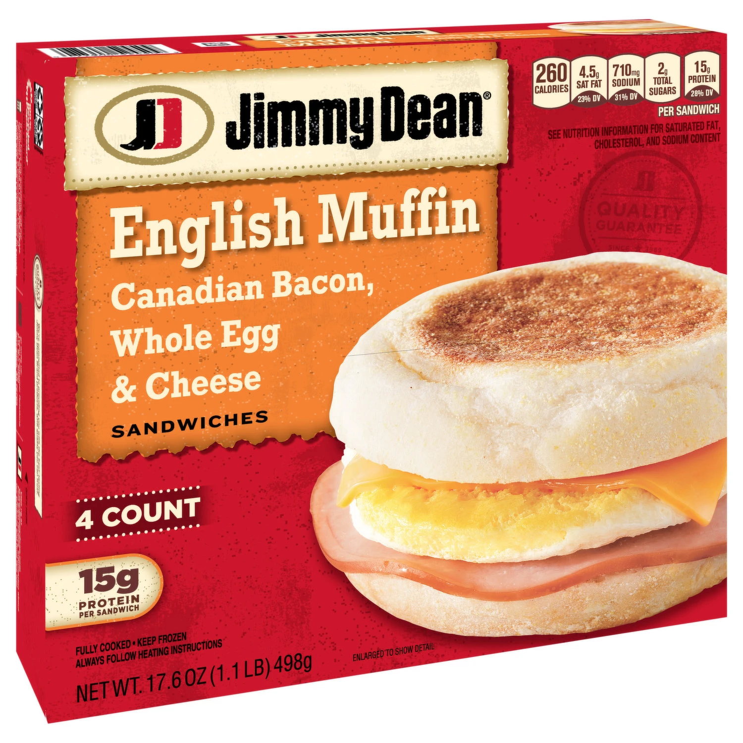 JIMMY DEAN CANADIAN BACON, EGG, & CHEESE MUFFIN SANDWICHES 17.6OZ