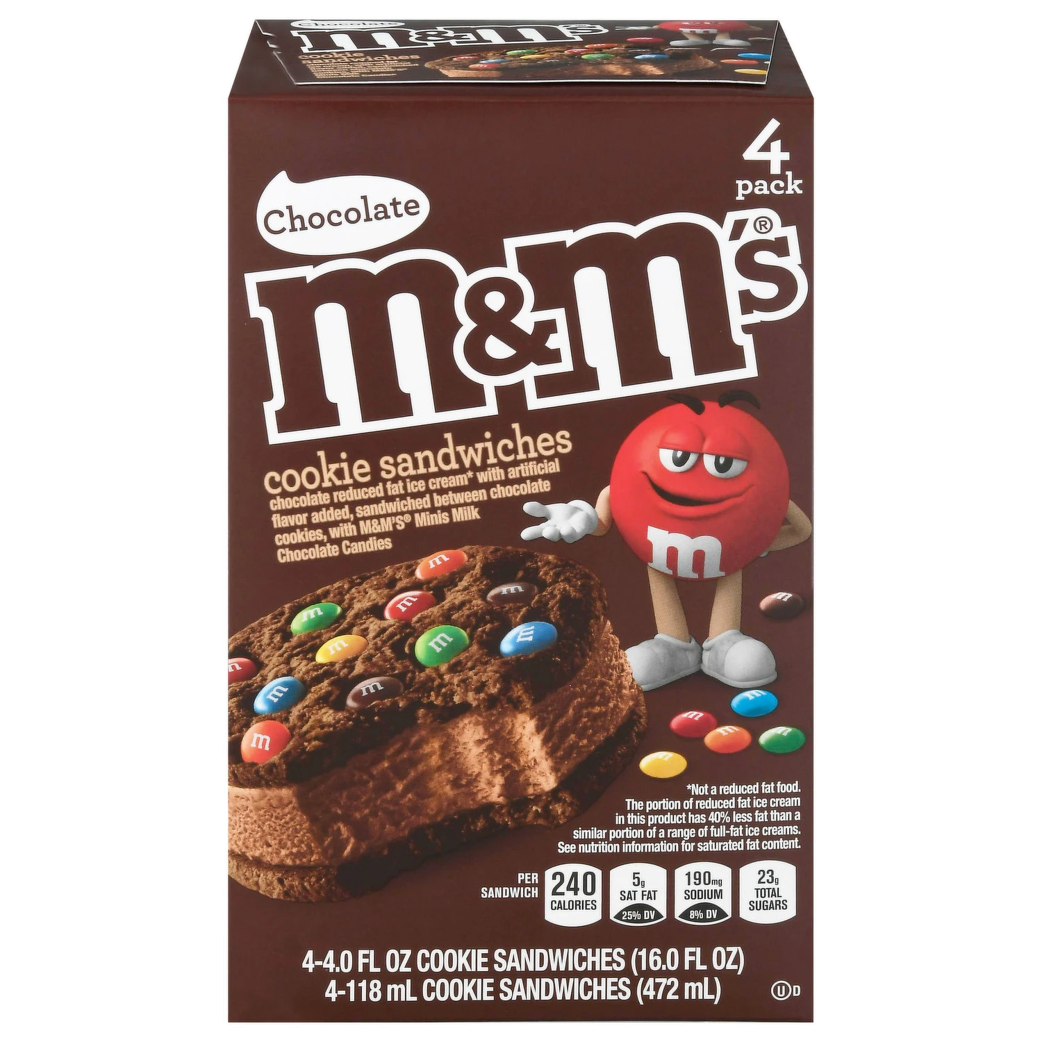 M&M'S CHOCOLATE COOKIE SANDWICHES 4OZ 4PK