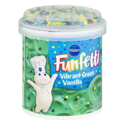PILLSBURY VIBRANT GREEN VANILLA FUNFETTI FROSTING 15.6OZ