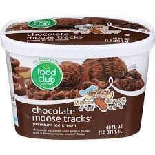 FOOD CLUB CHOCOLATE MOOSE TRACKS ICE CREAM SCROUND 48OZ