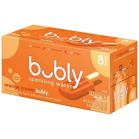 BUBLY ORANGE CREAM SPARKLING WATER 12OZ 8PK