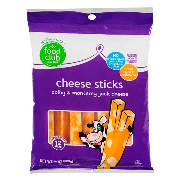 FOOD CLUB CHEESE STICKS COLBY & MONTEREY JACK 0.75OZ 12PK