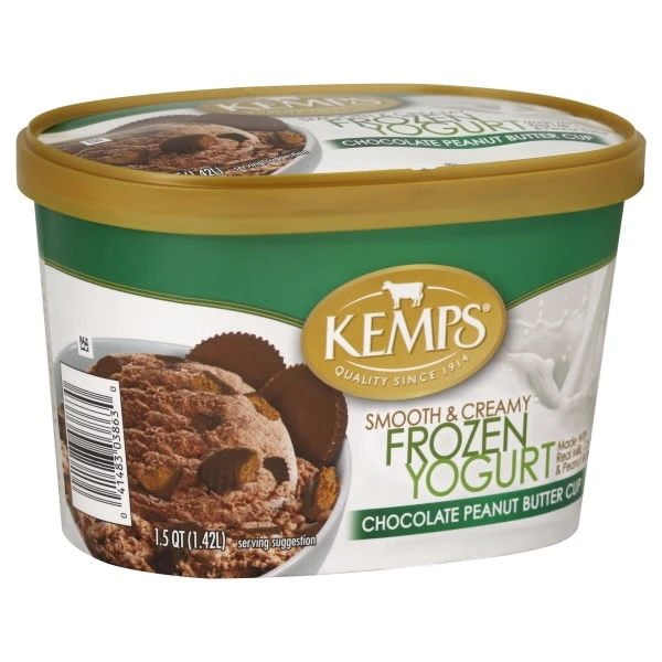KEMPS CHOCOLATE PEANUT BUTTER CUP FROZEN YOGURT SCROUND 48OZ