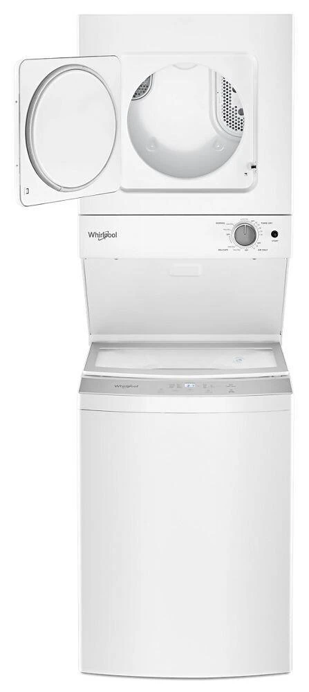 WHIRLPOOL 24" 1.6 CU. FT. ELECTRIC STACKED LAUNDRY CENTER WITH 6 WASH CYCLES AND WRINKL SHIELD WHITE