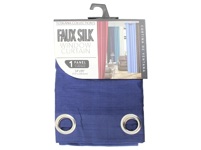 SOLID SILK NAVY CURTAIN
