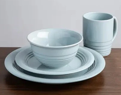 MARTHA STEWART STONEWARE DINNER SET 16 PIECES BLUE
