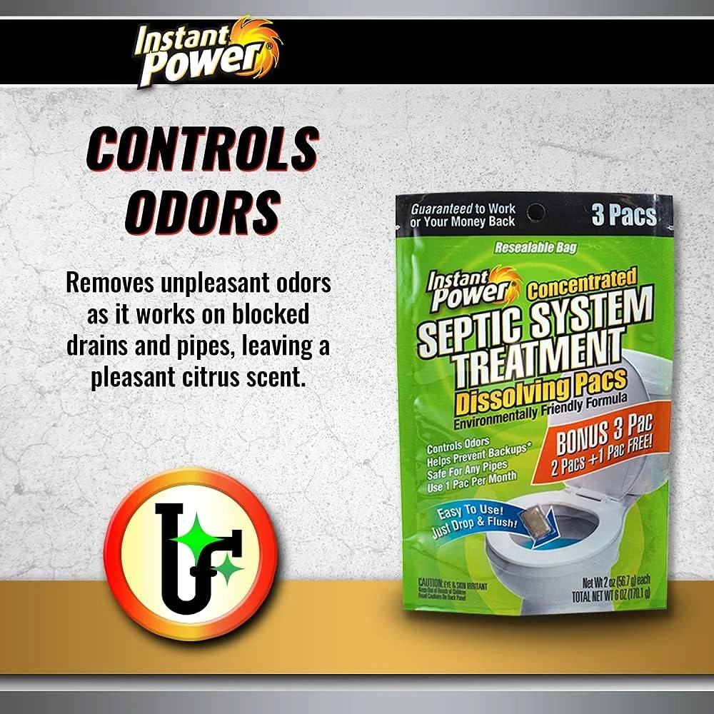 Instant Power Concentrated Septic Tank Treatment Dissolving Pacs (3-Pack)