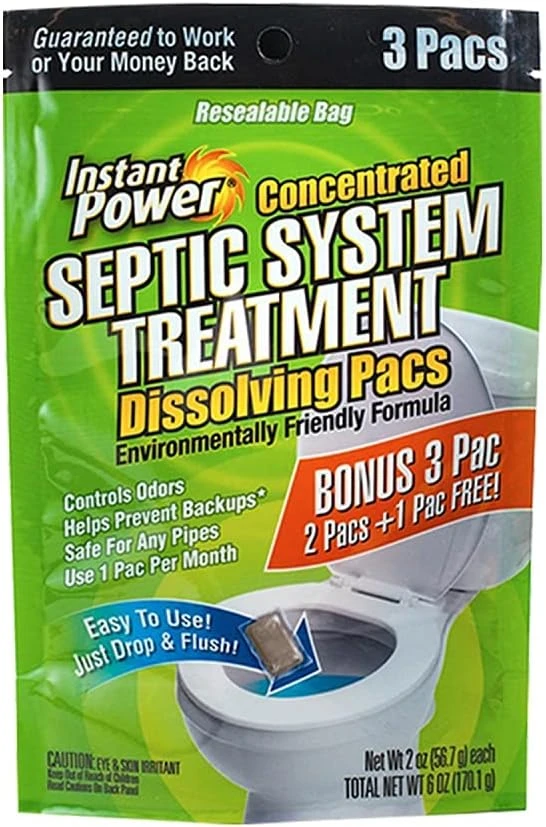 Instant Power Concentrated Septic Tank Treatment Dissolving Pacs (3-Pack)