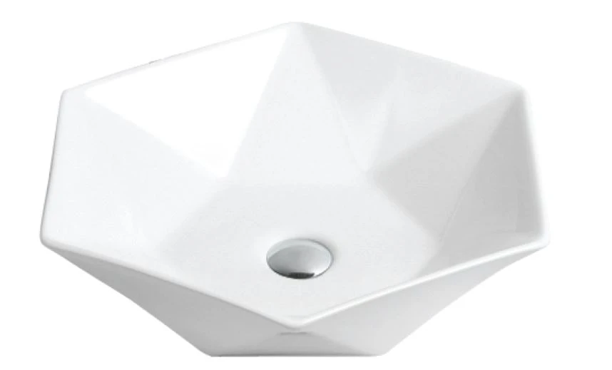 HEXAGONAL WHITE VESSEL SINK