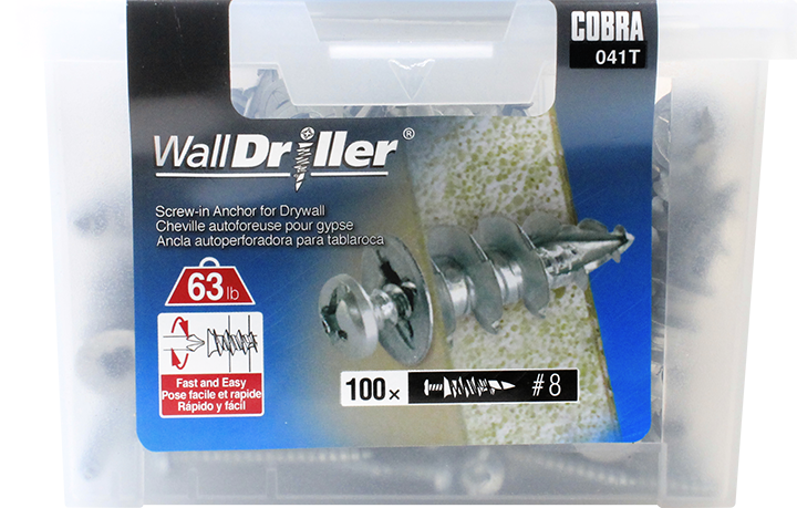 No.8L Cobra Anchors Wall driller Zinc plus Screw